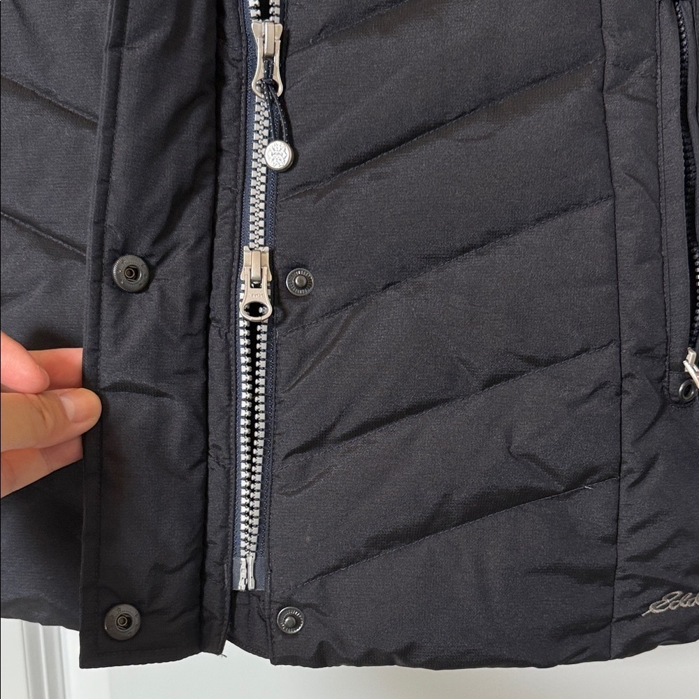 Eddie Bauer Women's Black Fur Lined Goose Down Vest - Picture 8 of 10